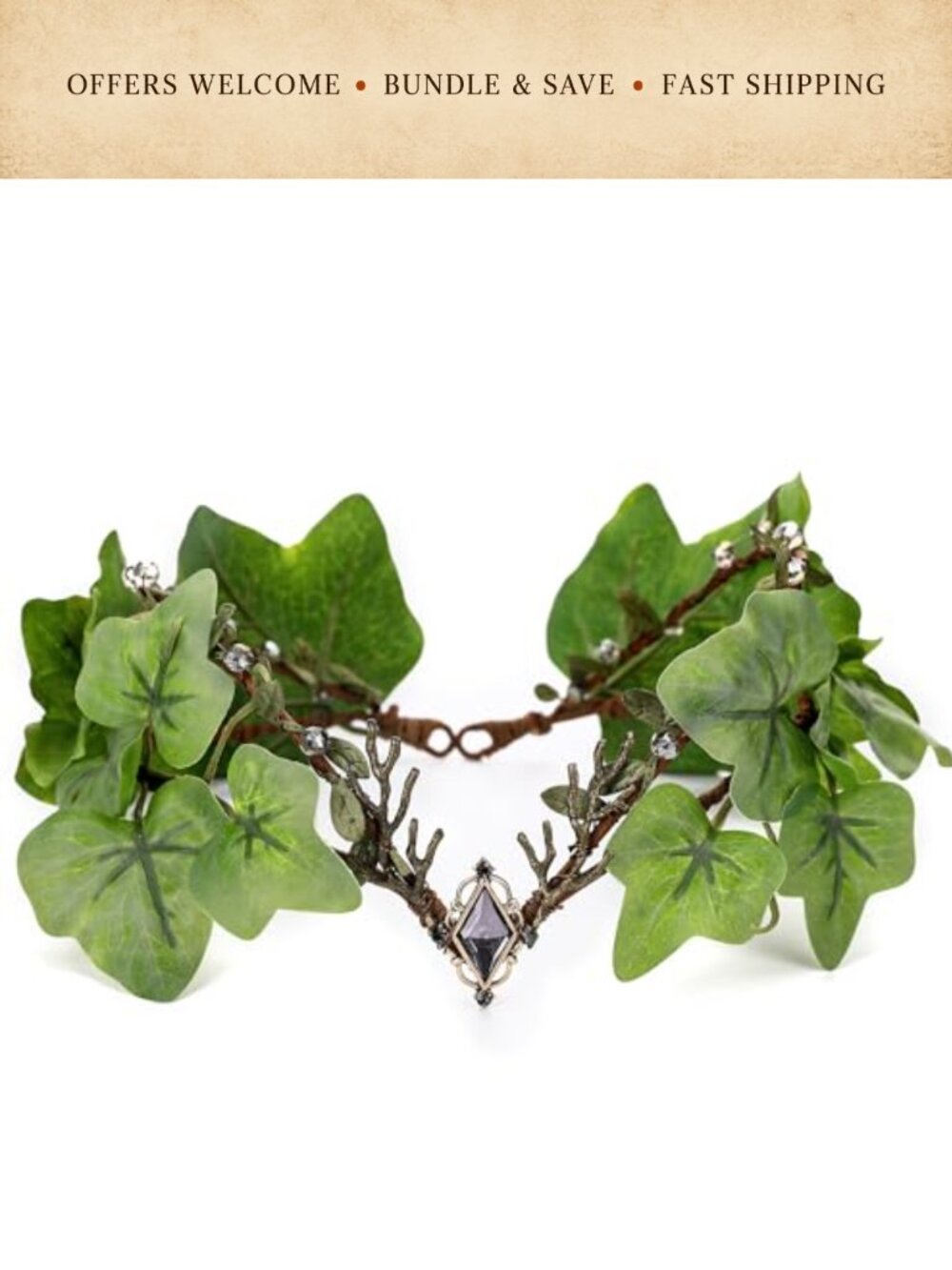 Handmade Woodland Flower Crown Fairy Headpiece for Renaissance Cosplay